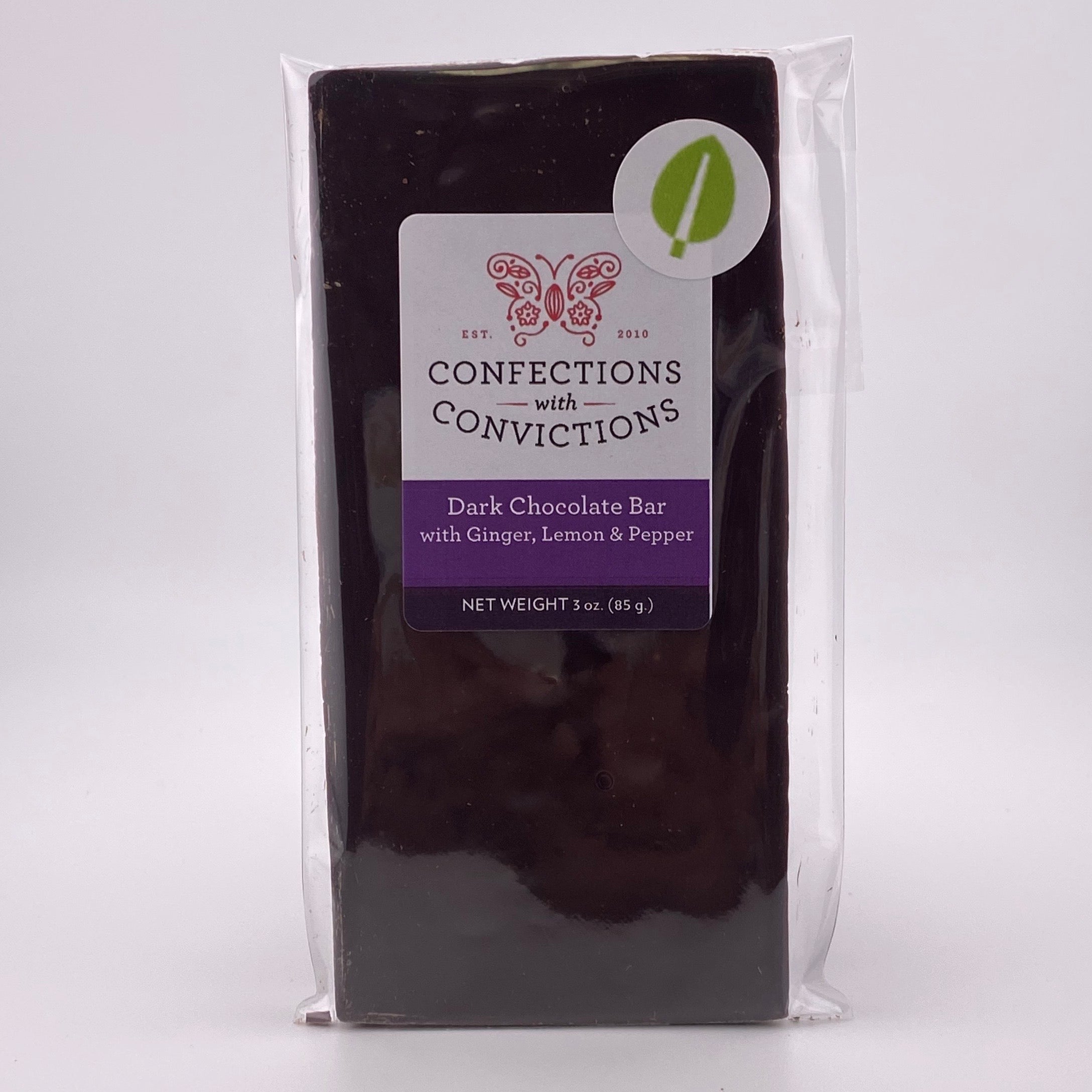 Dark Chocolate Bar Ginger, Lemon, Pepper