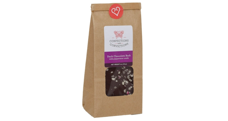 Dark Chocolate Bark with Peppermint Candy (4 oz.)